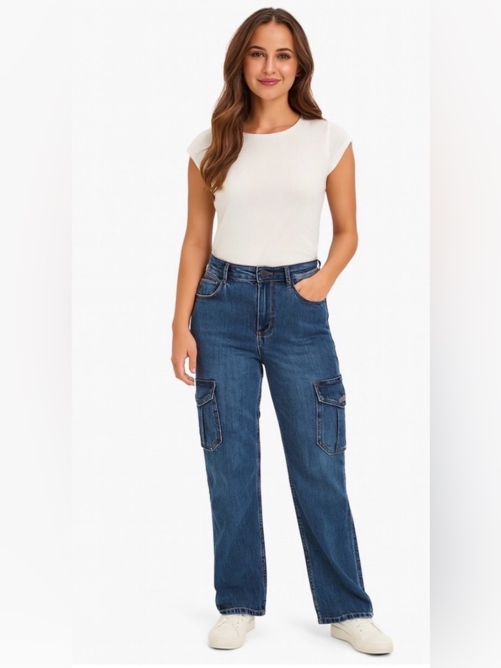 Aeropostale Dark Blue Wide Leg Cargo Jeans